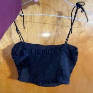 Black tie up straps crop top